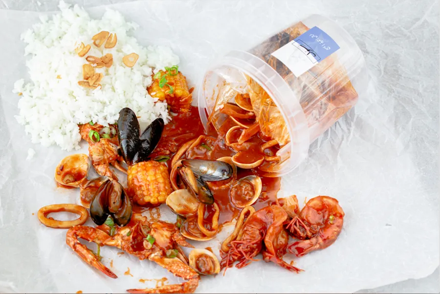 Mixed Seafood Bucket with Special Sauce ( red sauce)