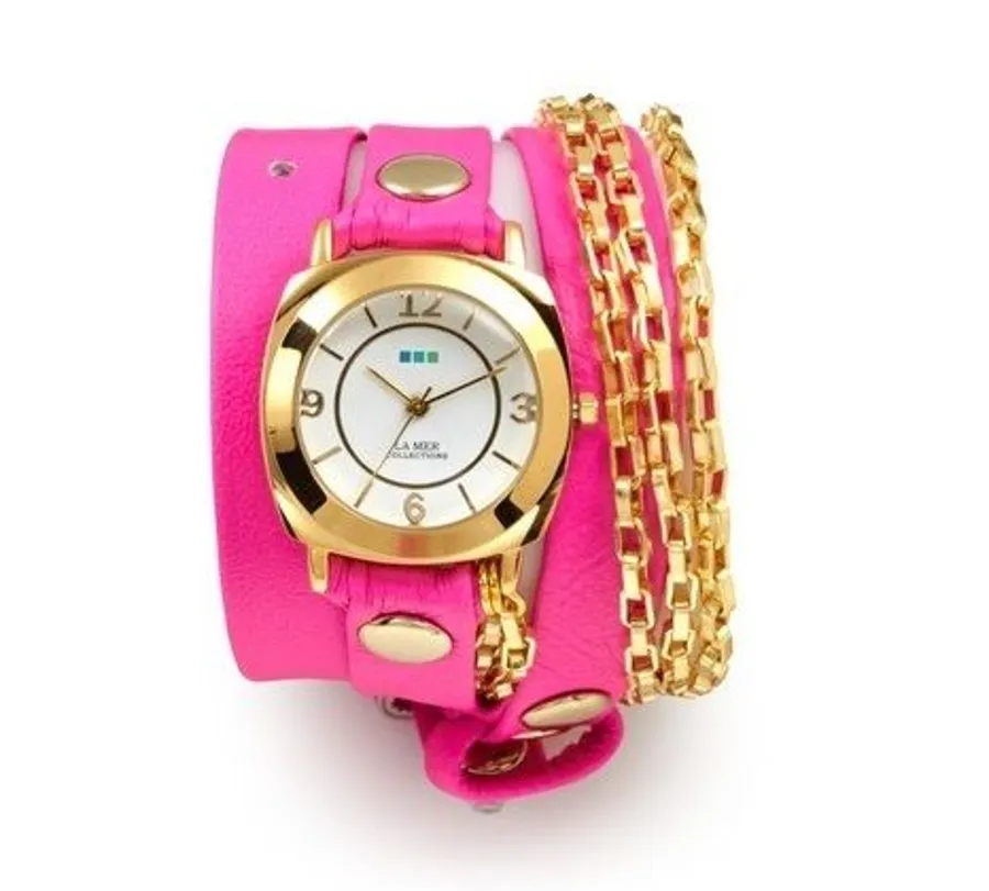La Mer Collections - Odyssey Triple Wrap Disco Watch - Neon Pink