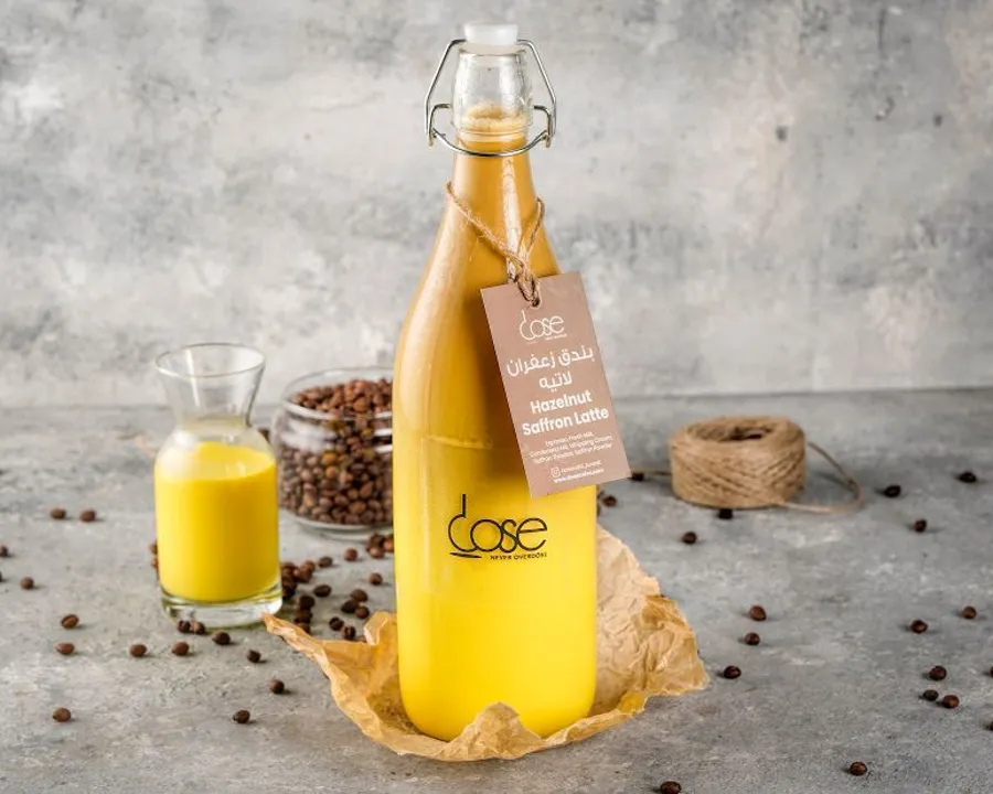 Hazelnut Saffron Iced Latte