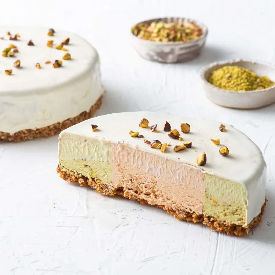 Pistachio and Caramel Ice Cream Cake