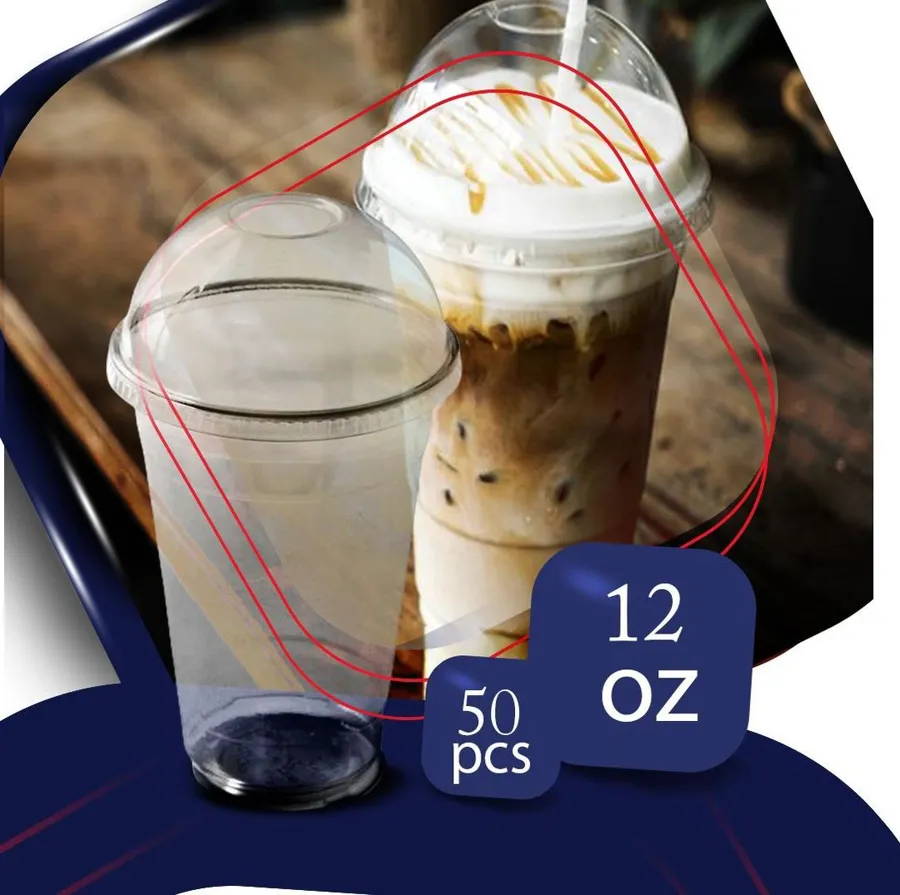 50 PCS PLASTIC CUP FOR JUICE & ICE TEA & ICE COFFEE - 12 OZ
