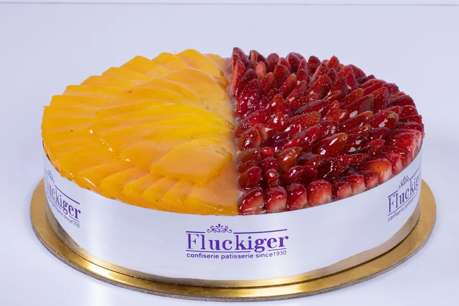 Half Mango Half Strawberry cake