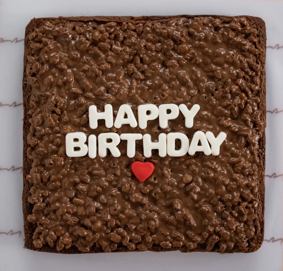 Crunchy brownies with writing