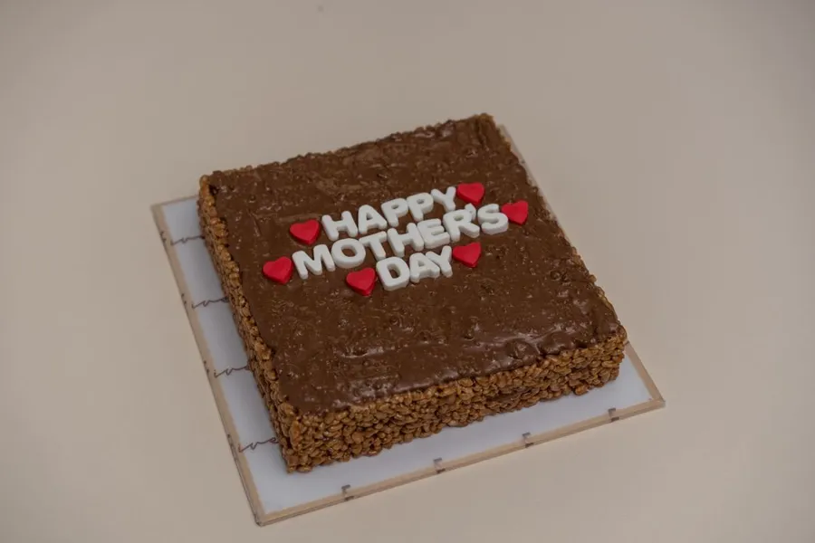 Giant chocolate crispies with writing