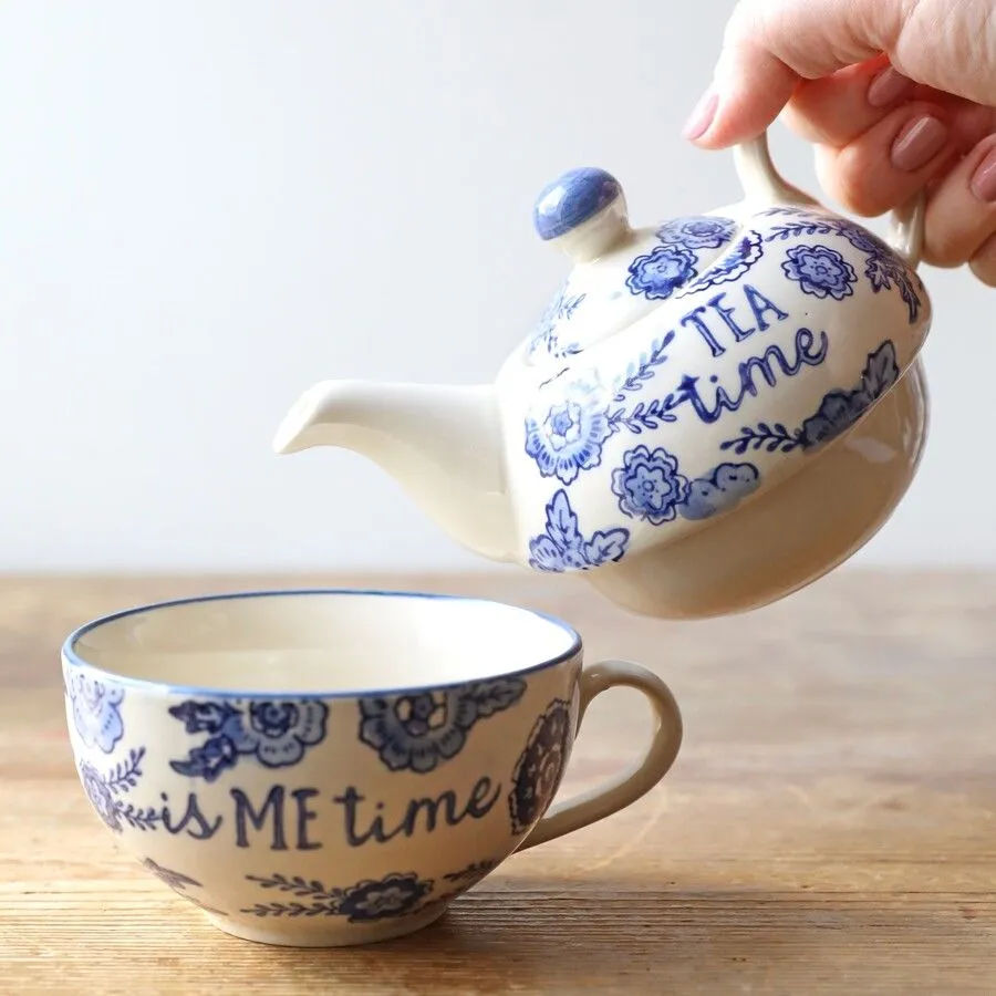 Blue Willow Floral Tea For One