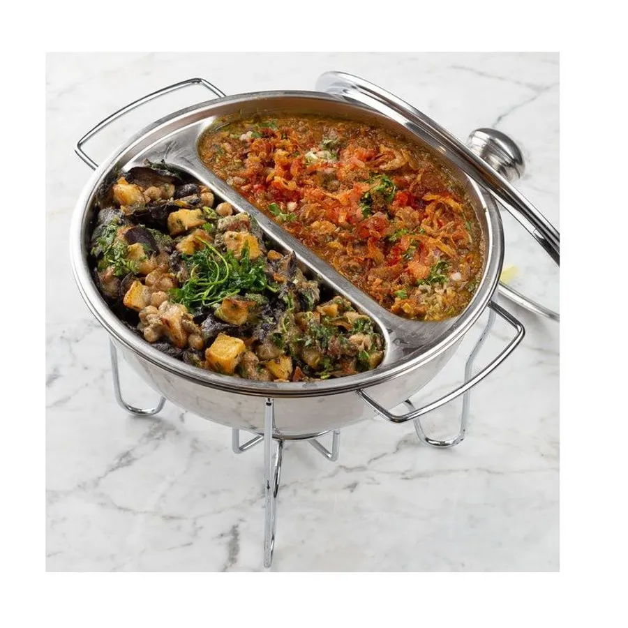 Eggplant Fatta With Foul & Chick Peas Hamsa
