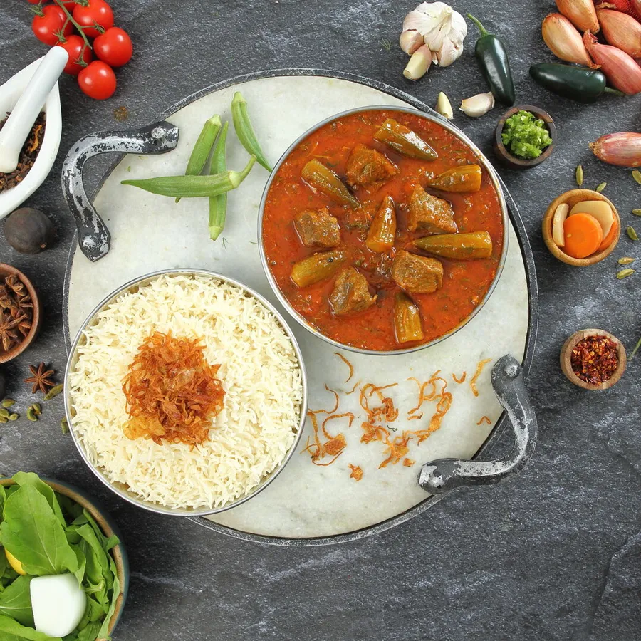 Okra with meat