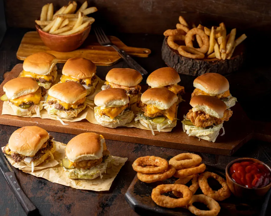 gathering box mix onion rings and fries