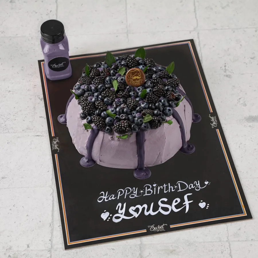 Black Blue Berry Cake With Writing