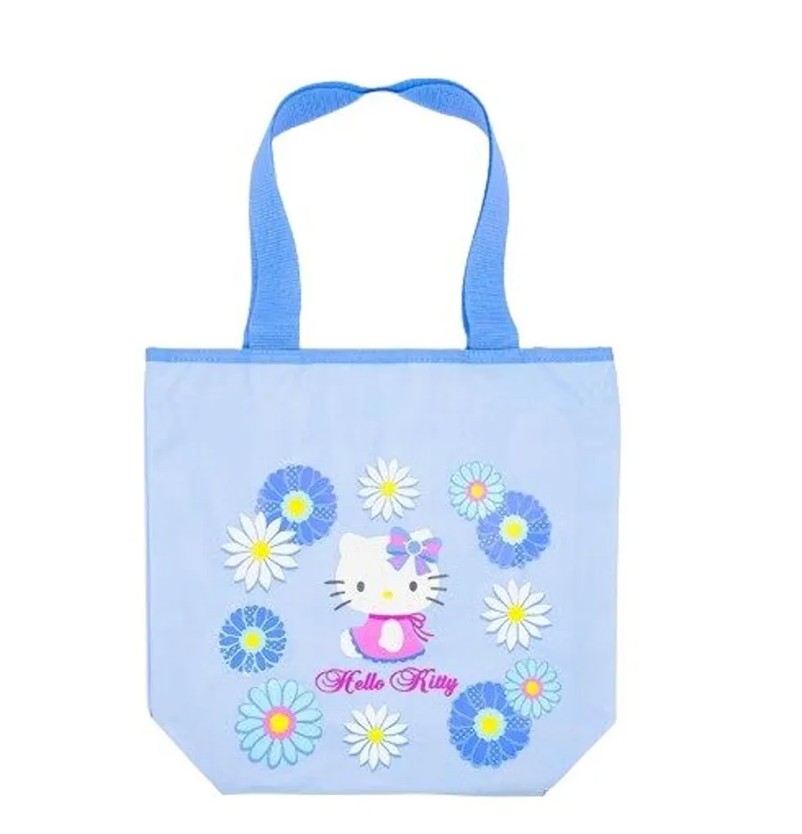 Hello Kitty Flower Print Tote Bag - Light Blue