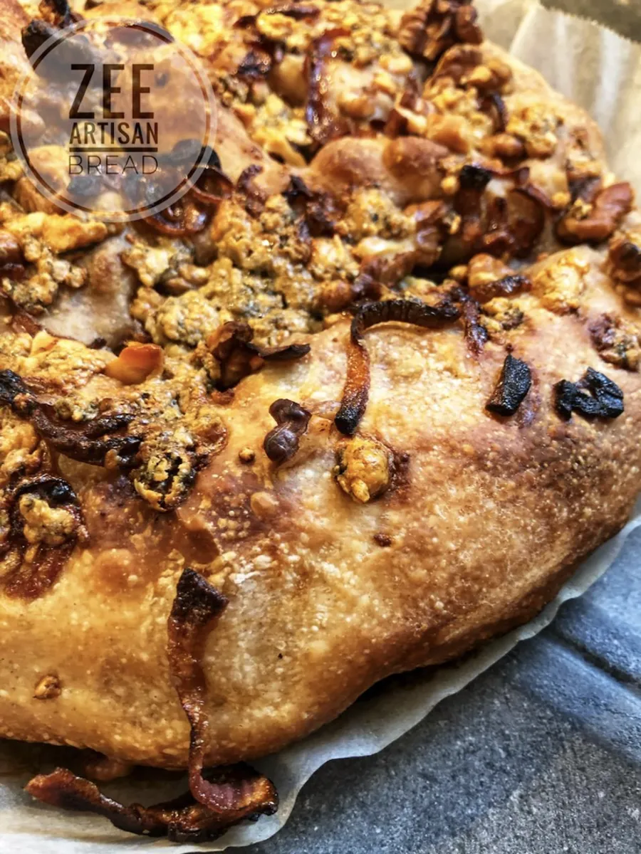 Blue cheese walnut sourdough focaccia