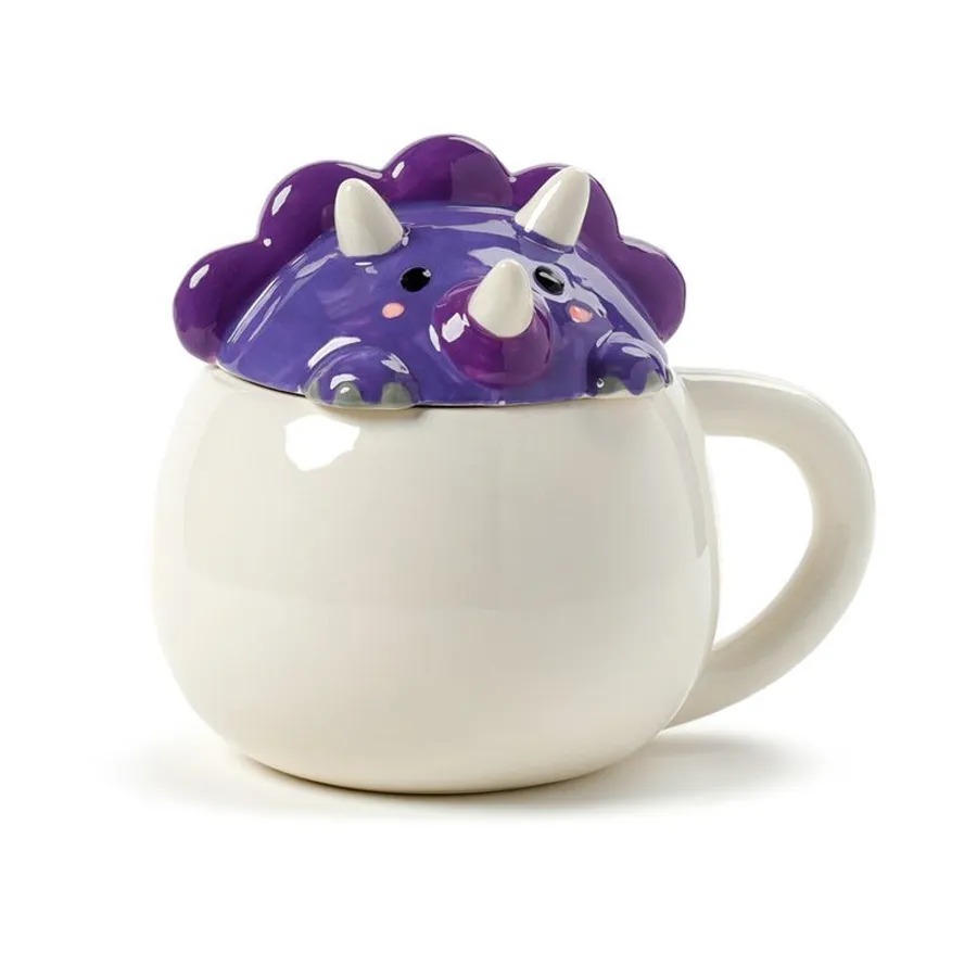 Purple Dinosaur 3D Lidded Large Mug