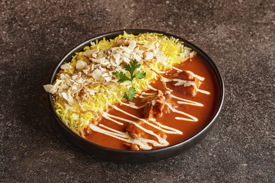 Saffron Rice With Butter Chicken.