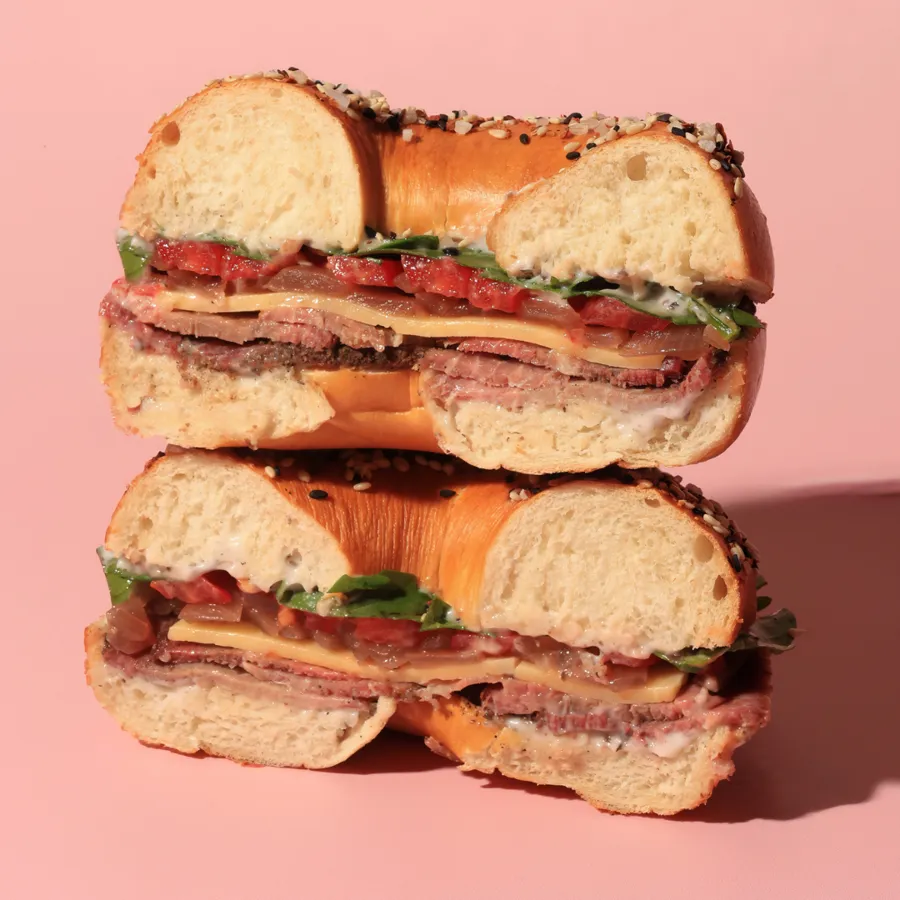 Truffle Onion Jam Roast Beef Bagel
