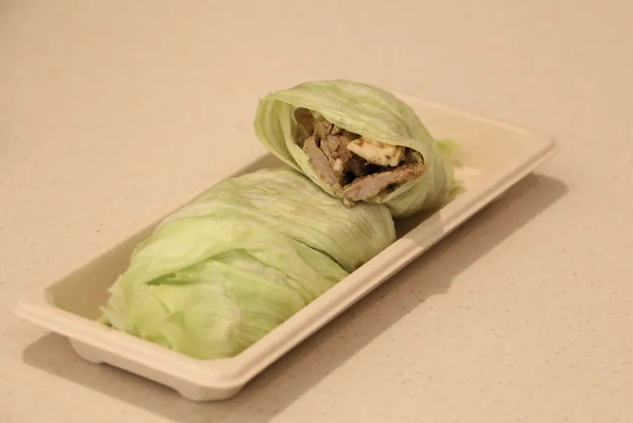 Steak in lettuce wrap