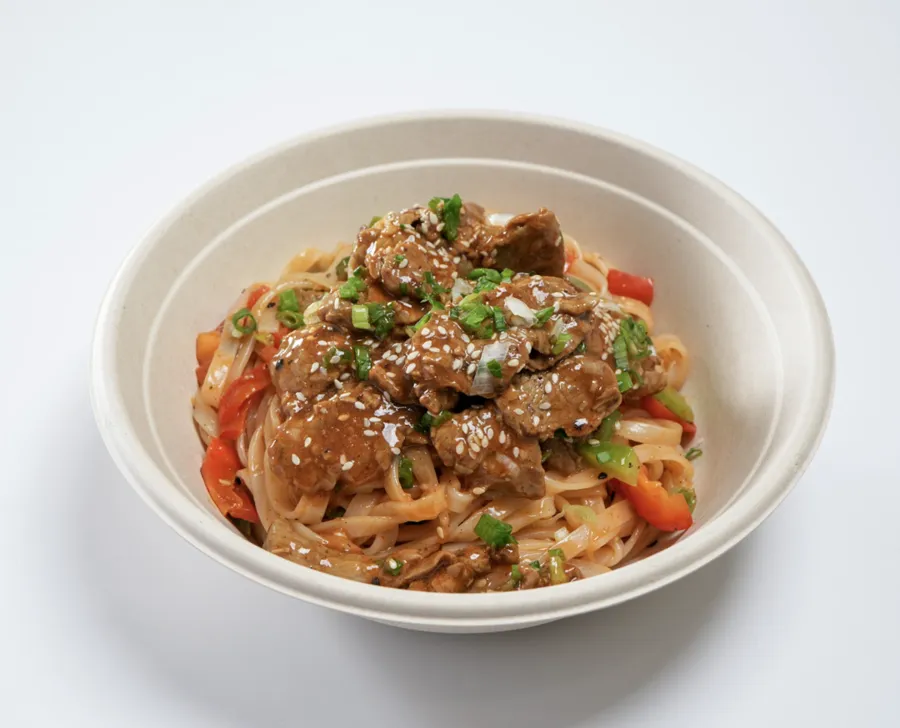 ستيك المنغولين مع الأرز