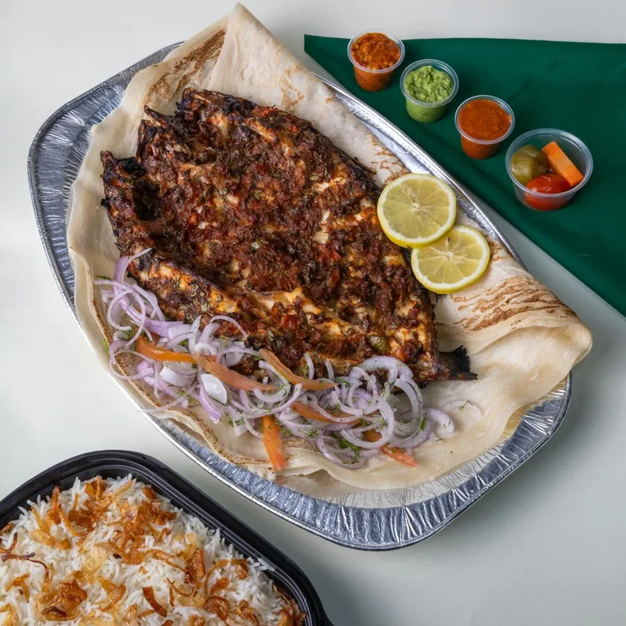 Oven sea bass with white rice