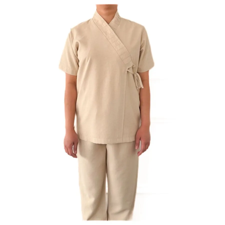 Linen pleated collar wrap set.