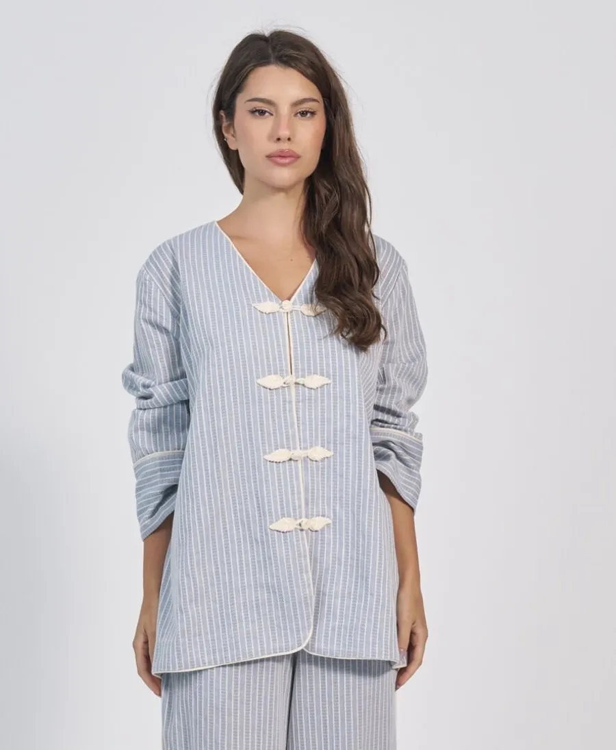Mandarin Blue Shirt