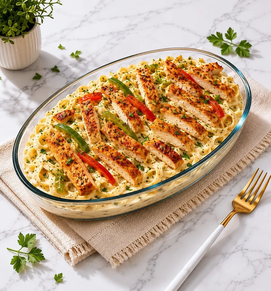 White Pasta With Chicken Pyrex
