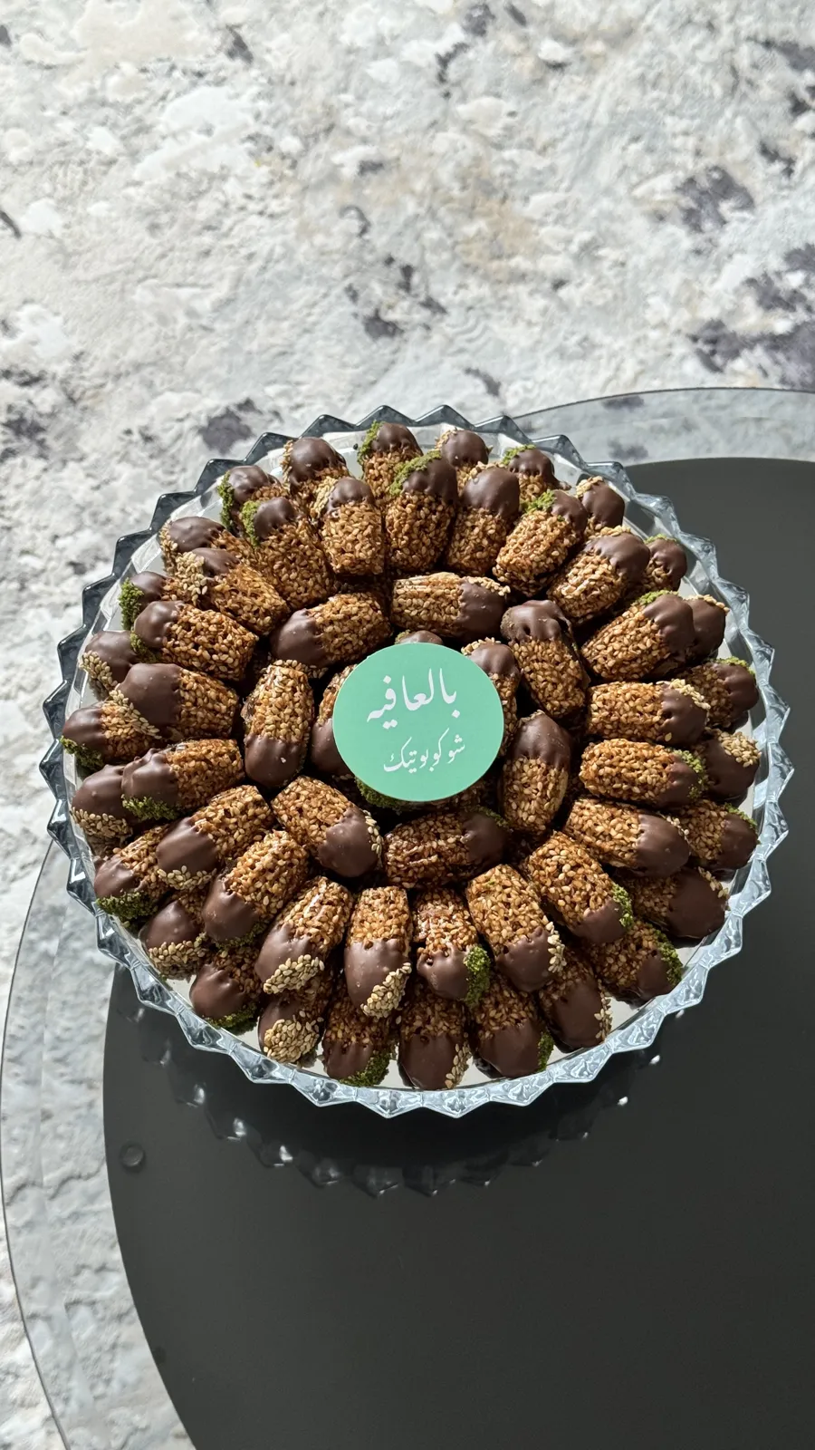Mix Samsamya with Dark Chocolate in Crystal Bowl
