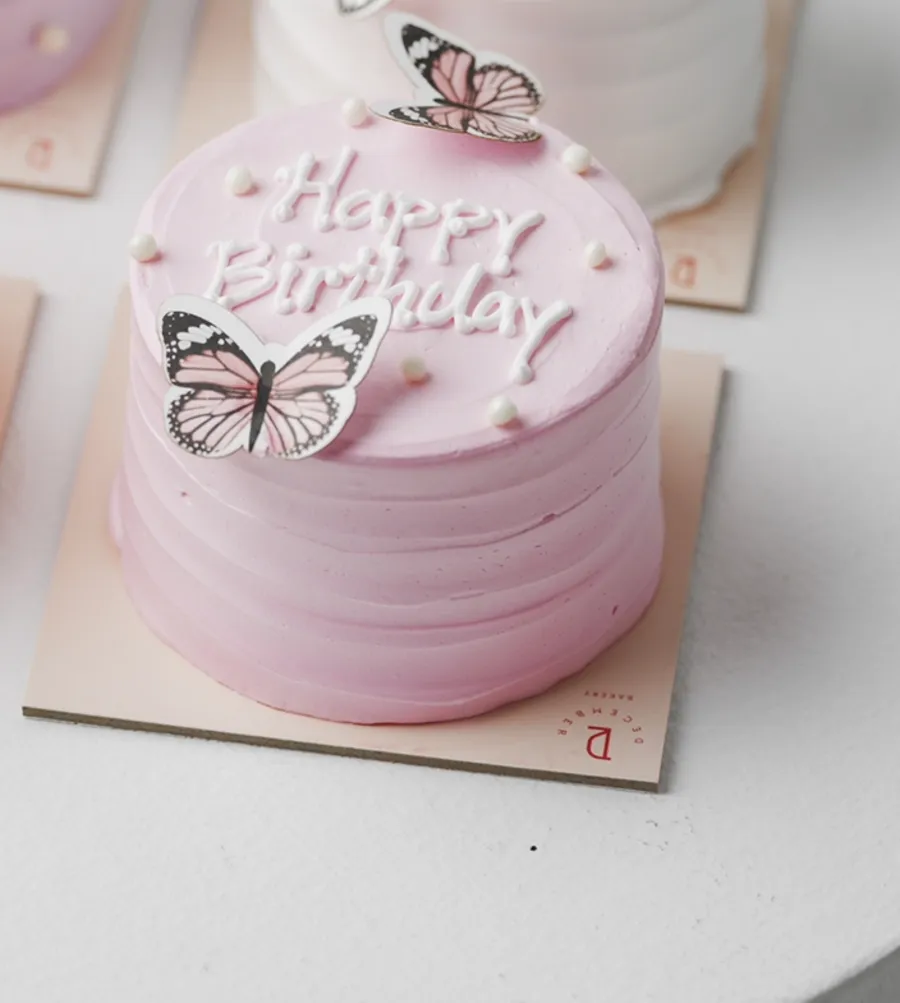 Mini cake pink butterfly 2inch for 1only mix chocolate vanilla