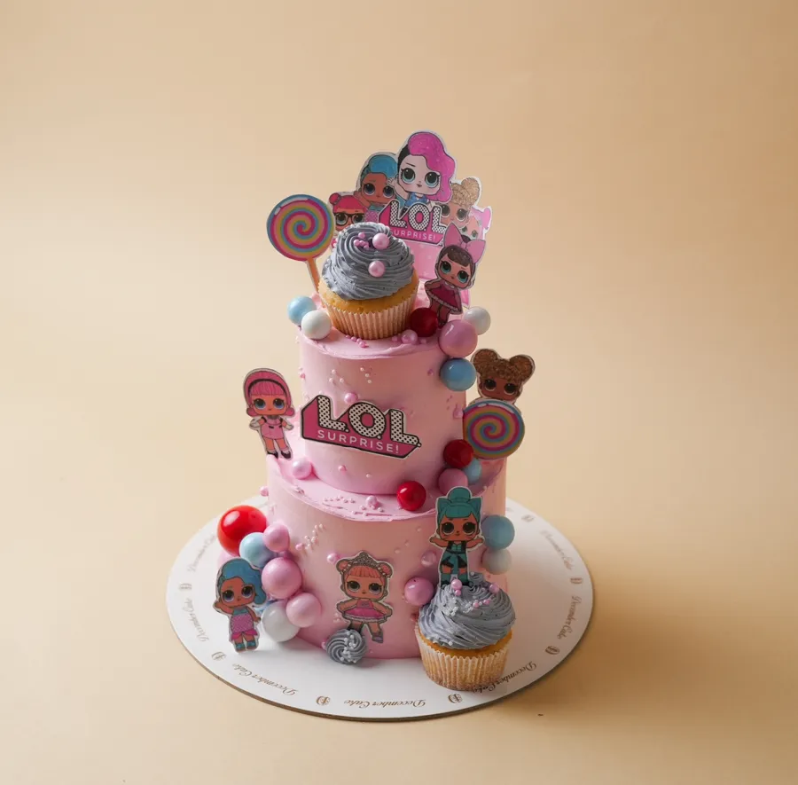 Double pink lol cup cake cake 6inch mix chocolate vanilla