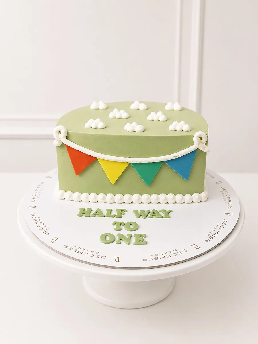 Half way to one green cake 4inch