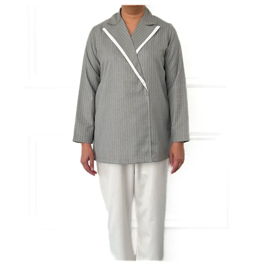 striped top with both collar trim/cotton bottom.