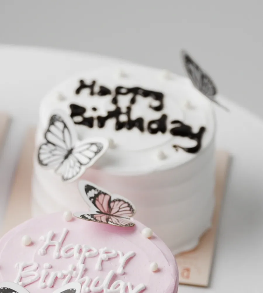 Mini cake white butterfly 2inch for 1only mix chocolate vanilla