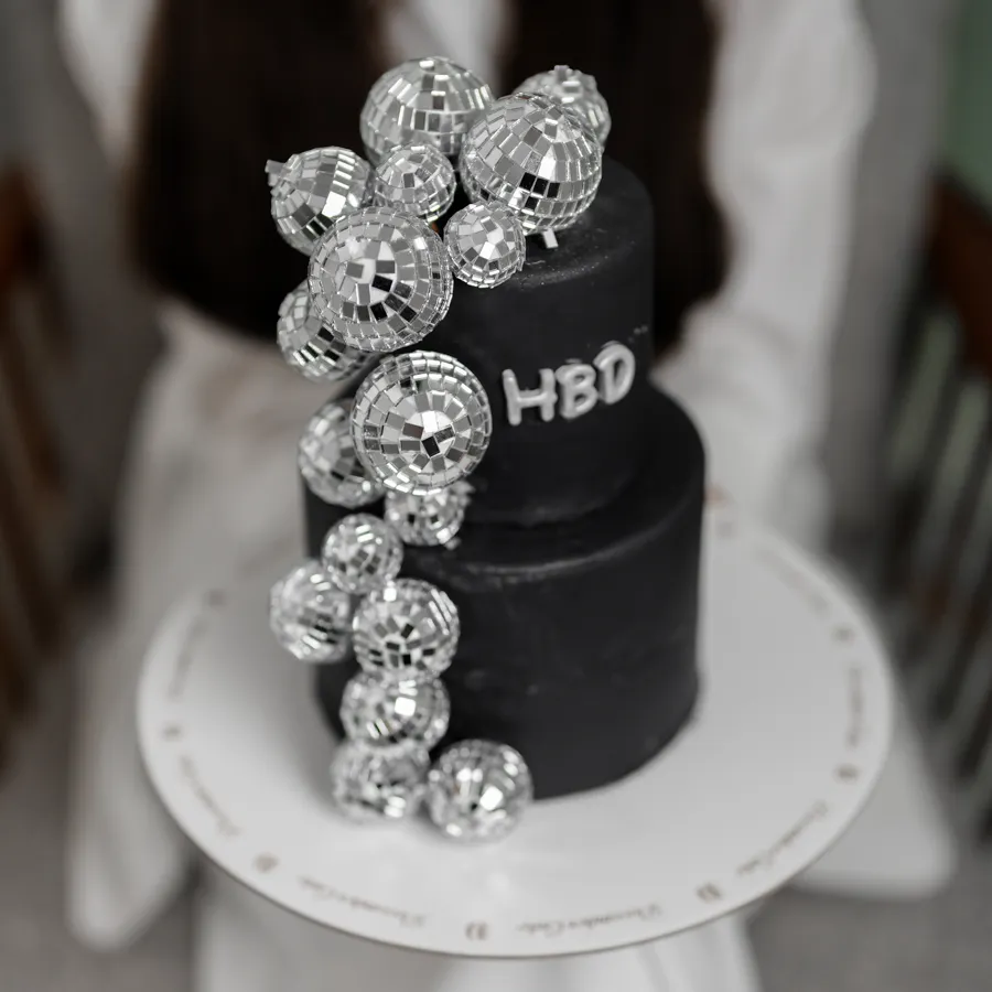 Small double cake 6inch black Disco Cake mix chocolate vanilla