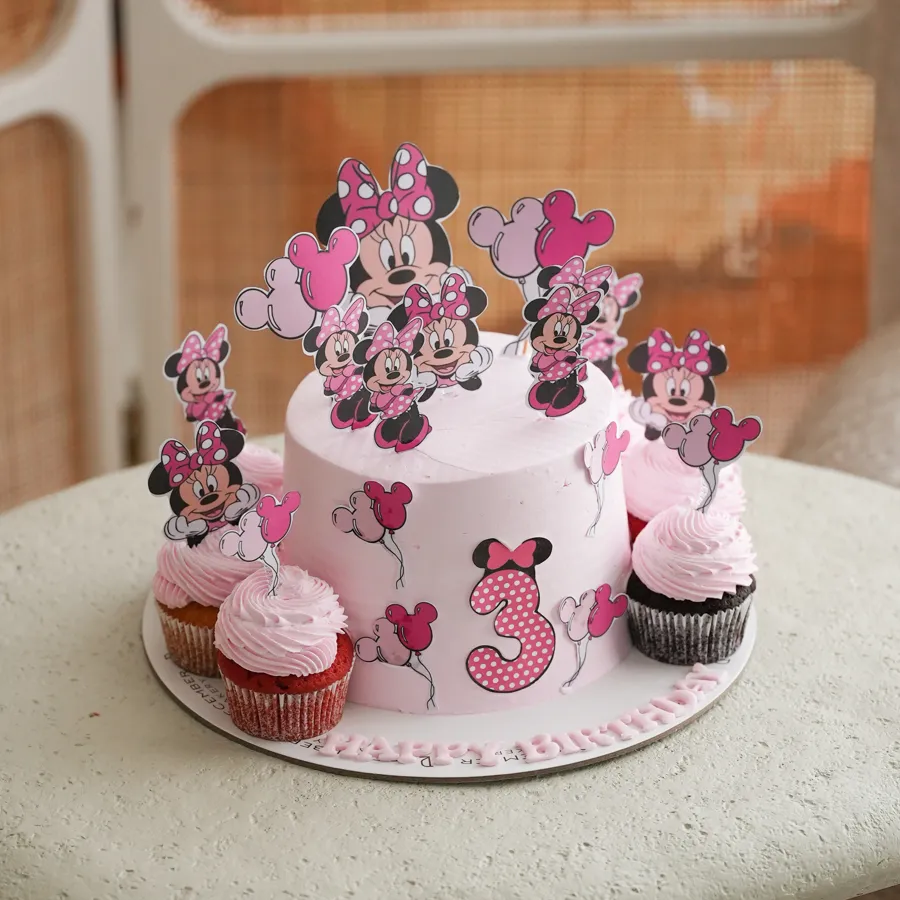 Mini mouse cake with cup cake 6inch