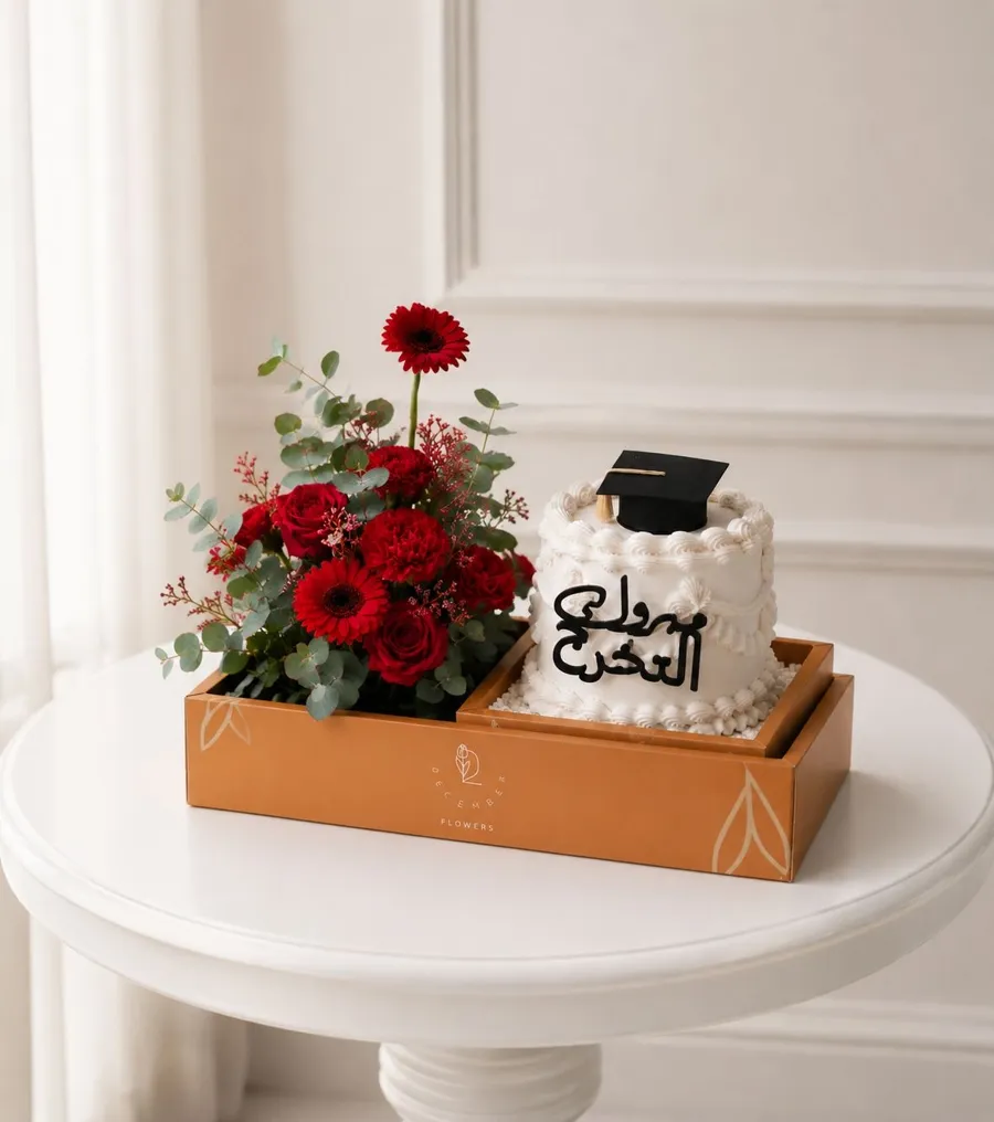 Red flower box gradation cake 6inch