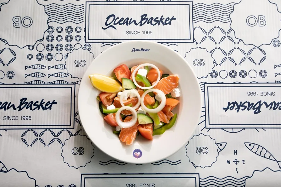 Greek salmon & avocado salad