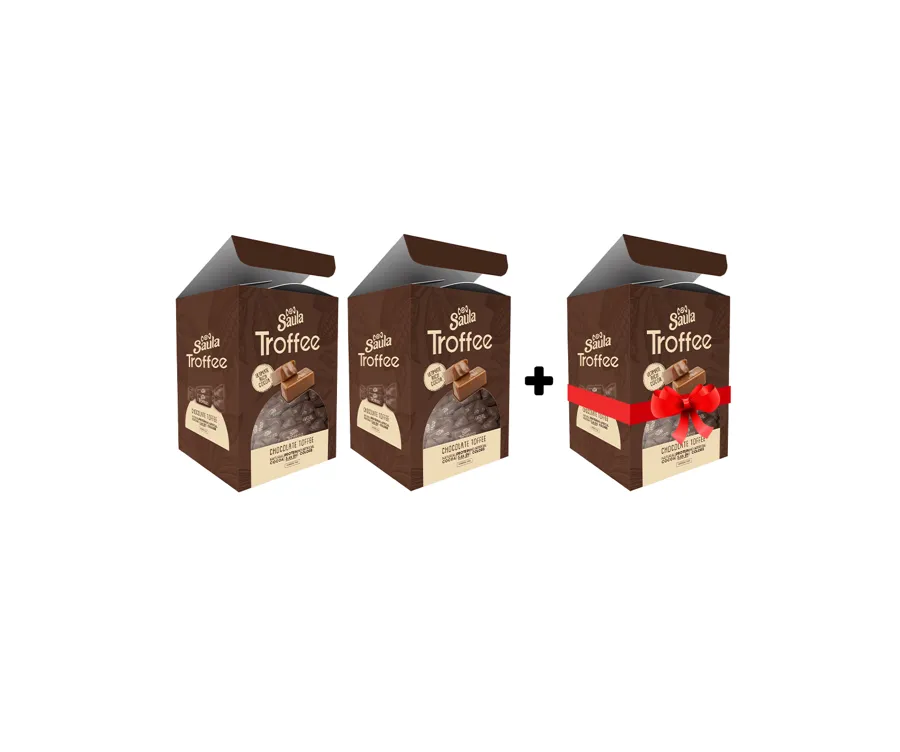 2 Saula Troffee Chocolate- box 100 pcs + 1 gift saula troffee butterscotch box box