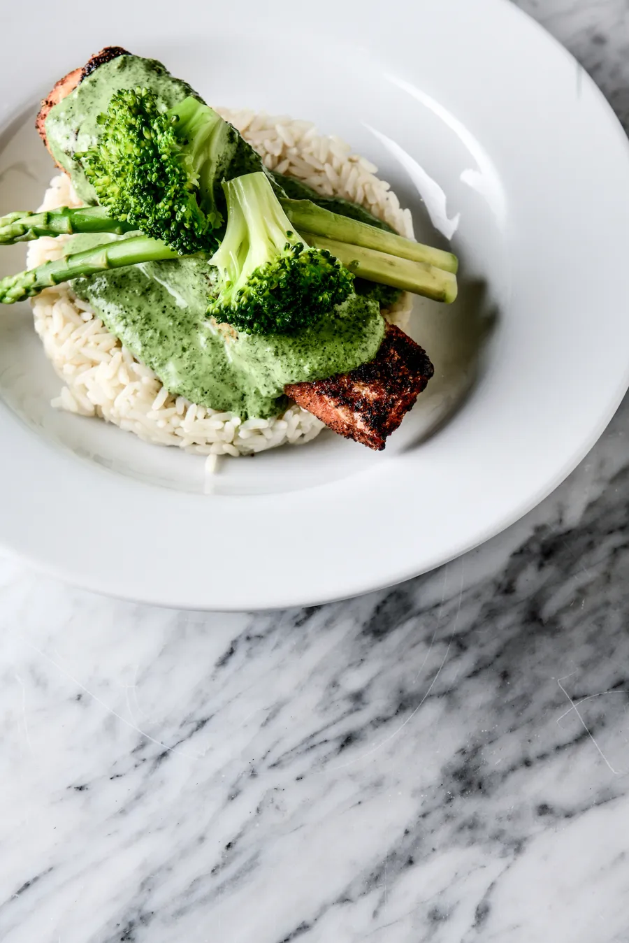 Salamon with rice