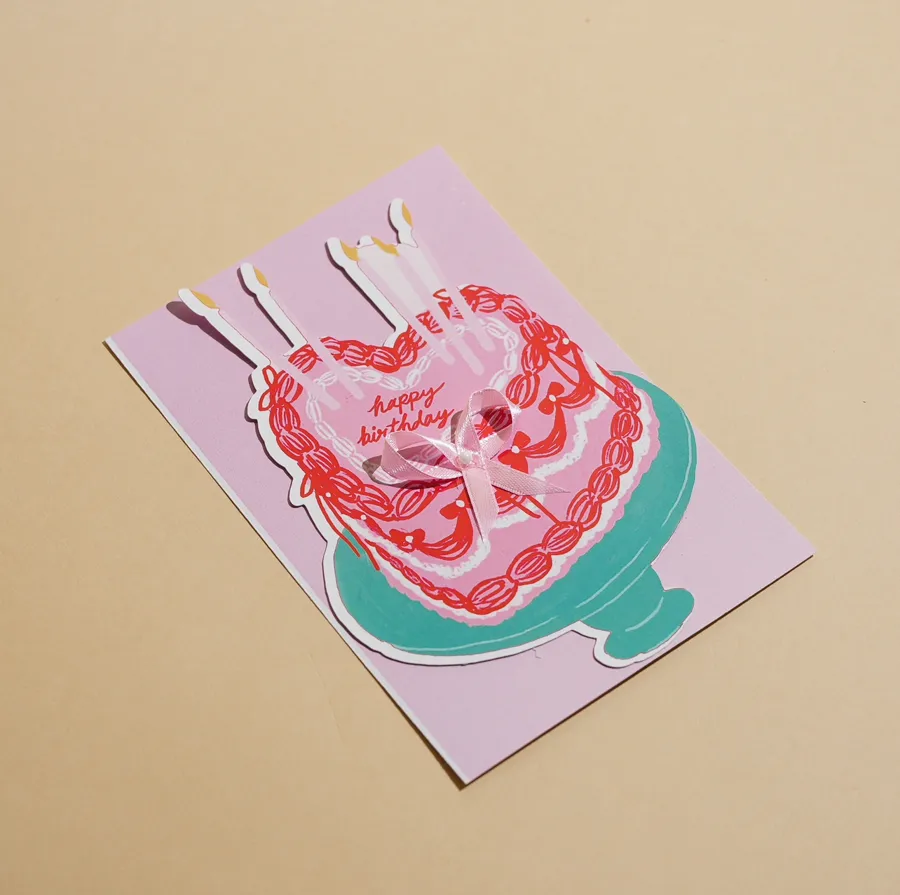 Pink cake card birthday