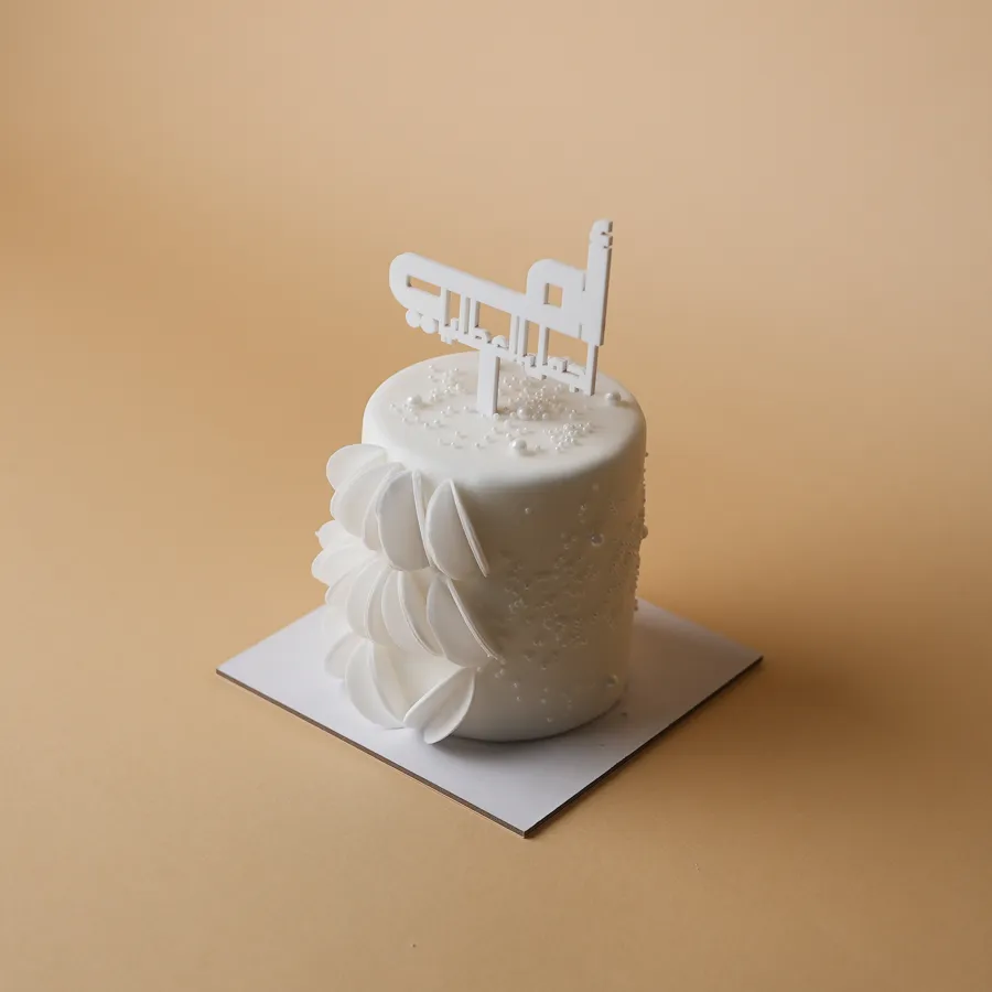 Small elegant white cake 4 inch topper امي اجمل العطايا