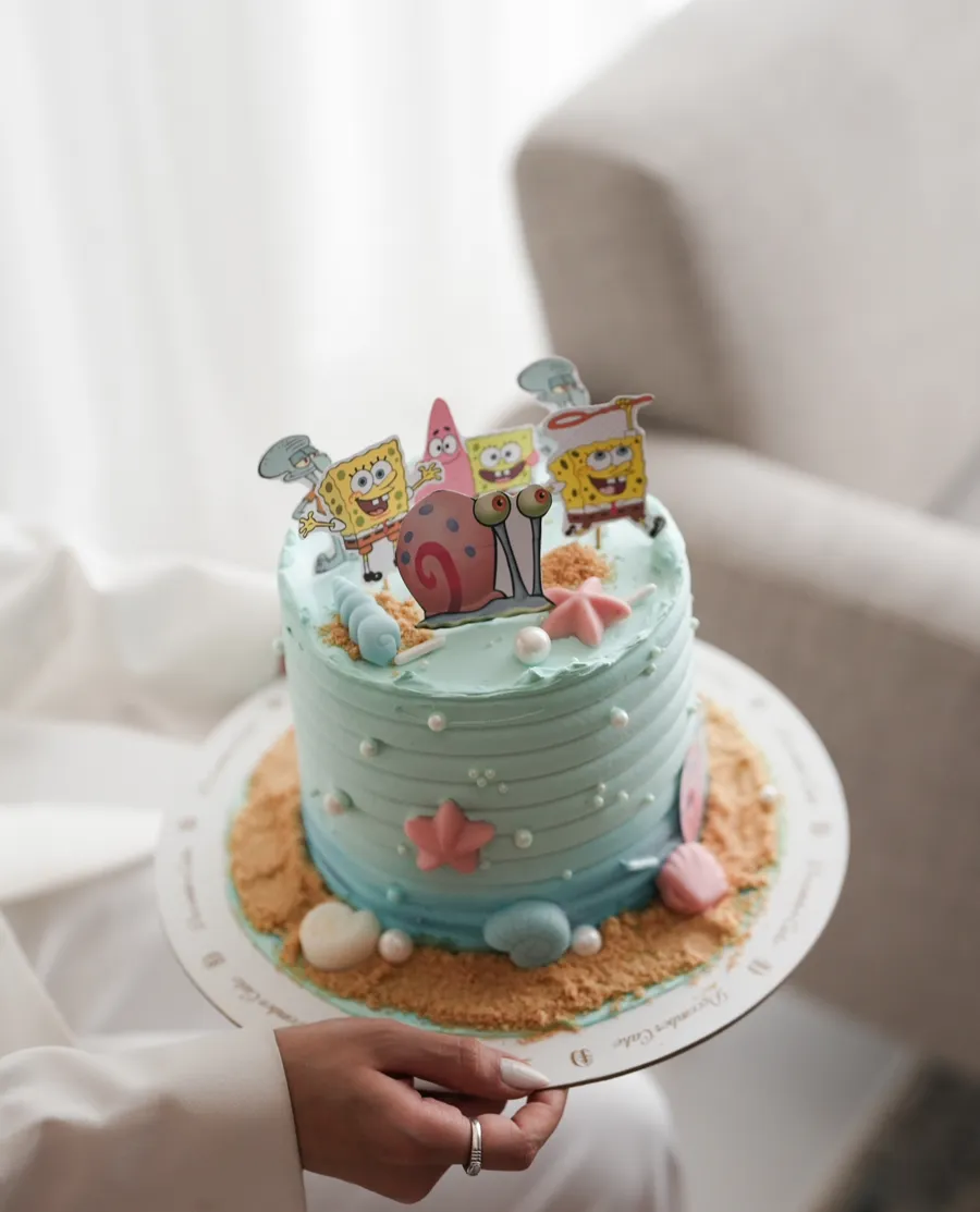 Sponge pop blue cake cream 6inch mix chocolate vanilla
