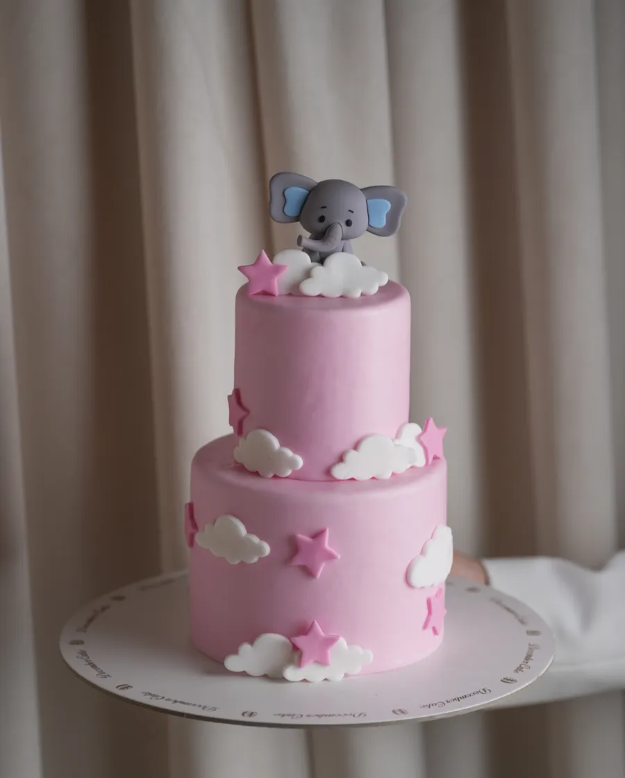 Double pink elephant 🐘 cake sky 6inch mix chocolate vanilla