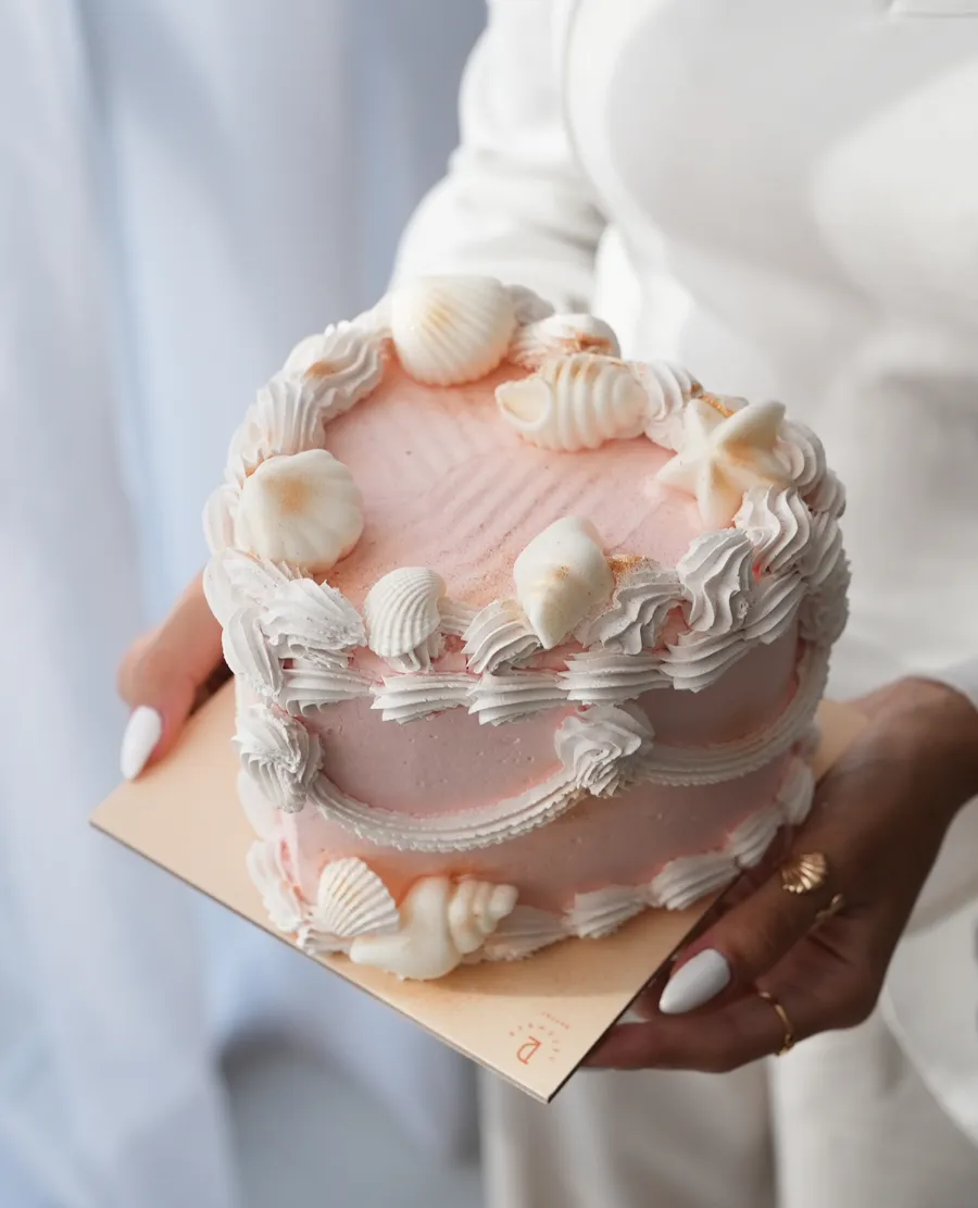 Seashell pink cake 🐚🌊 mix chocolate vanilla 4inch small