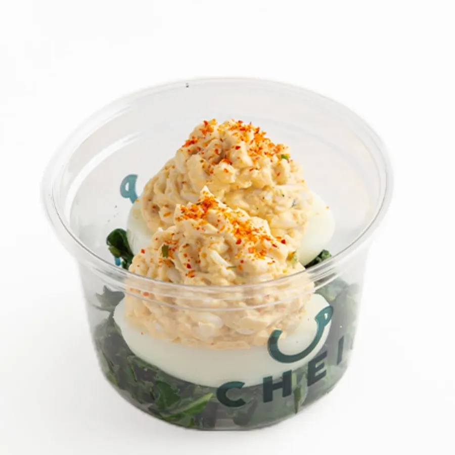 Deviled Eggs & baby spinach