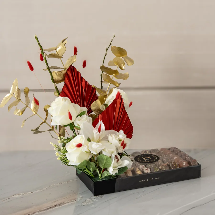 Black Tray - Artificial White with Red