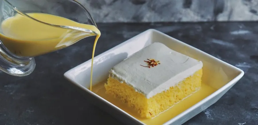 Milk saffron cake