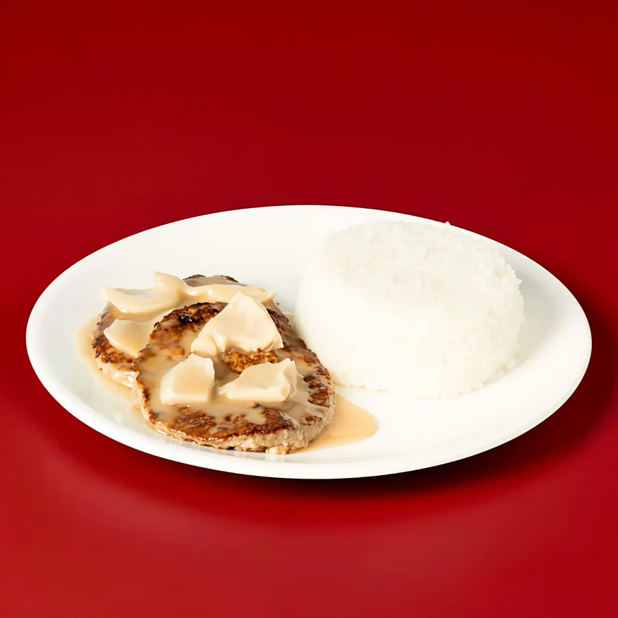 1Pc Beef Patty with Rice and Mushroom Sauce