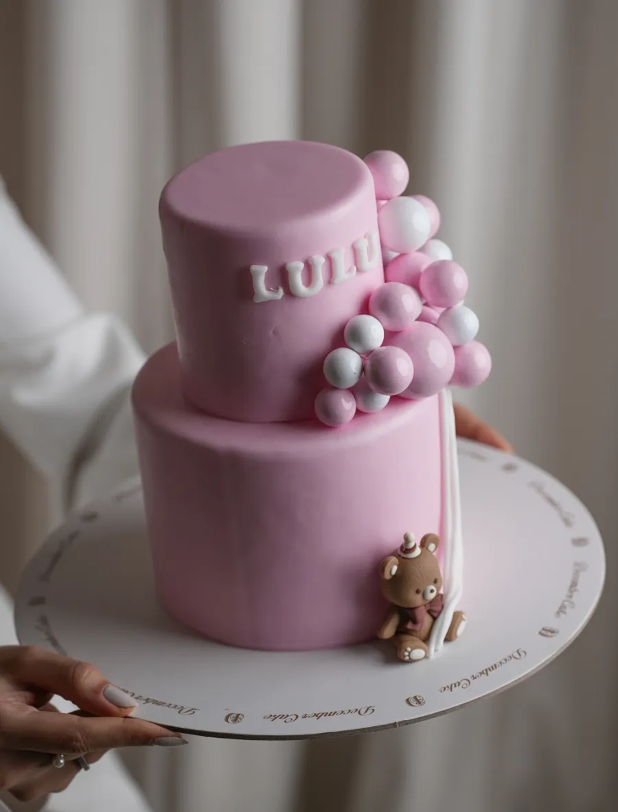 Double pink bear cake 6inch mix chocolate vanilla