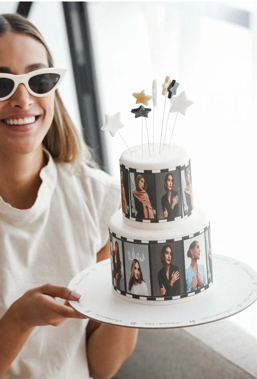 Double photo cake 6inch mix chocolate vanilla