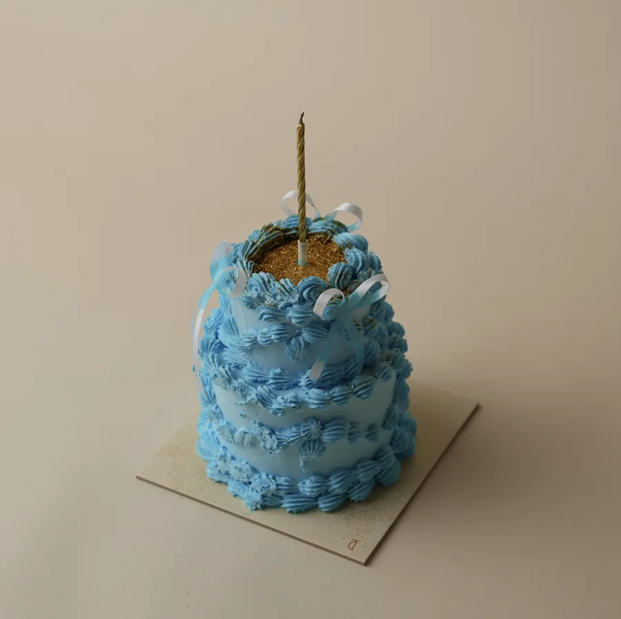 Double mini blue cake gold glitter mix chocolate vanilla 4inch