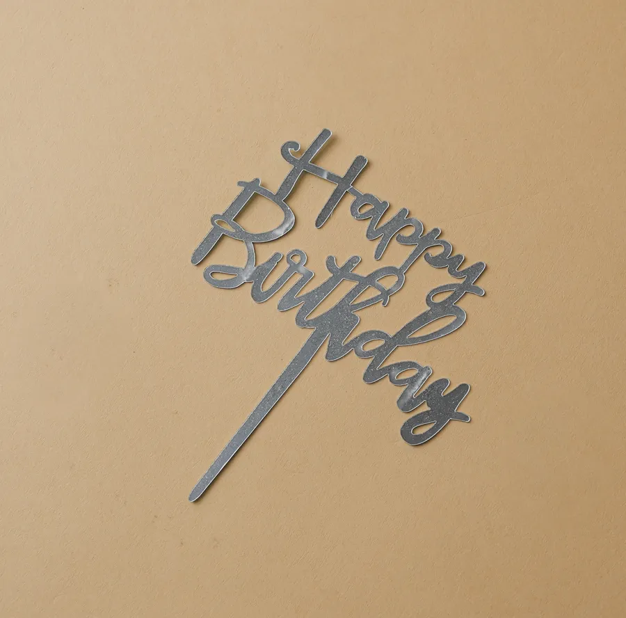 Topper happy birthday silver small