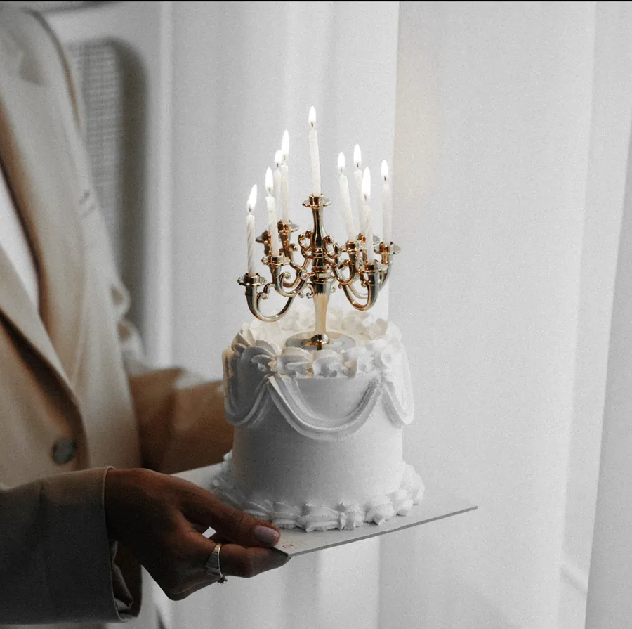 Small white cake cream with candle